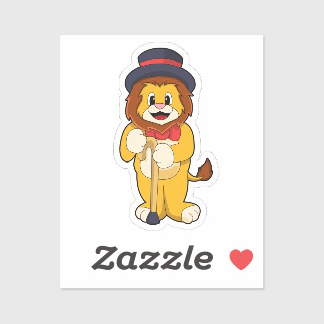 Sticker Lion comme Gentleman avec Casquette (Feuille)
