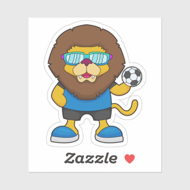 Sticker Lion comme joueur de football avec Soccer (Feuille)