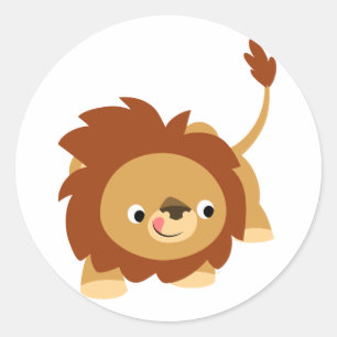 Sticker Lion De Cartoon Très Doux