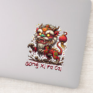 Sticker Lion de la fête du Nouvel An chinois zombie