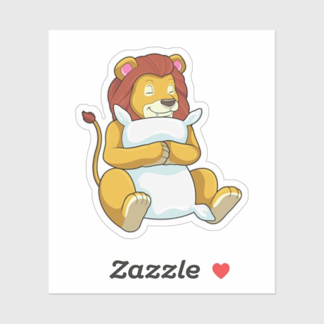 Sticker Lion dormant avec Coussin (Feuille)