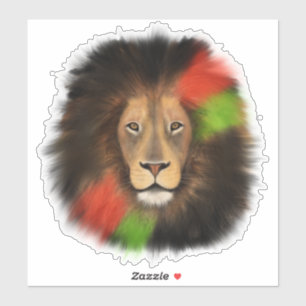 Sticker lion fierté noire rouge vert unité jungle chat roi