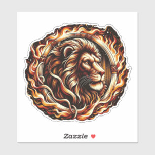 Sticker Lion Flamboyant dans un Anneau de Flammes d'Astrol