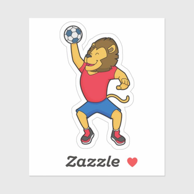 Sticker Lion Handball player Handball (Feuille)