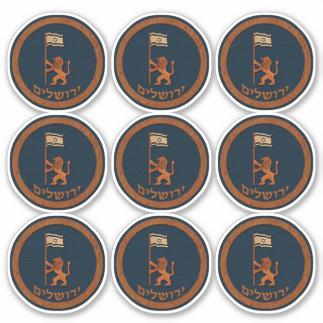 Sticker Lion Jour De Jérusalem Avec Stick Drapeau (Devant)