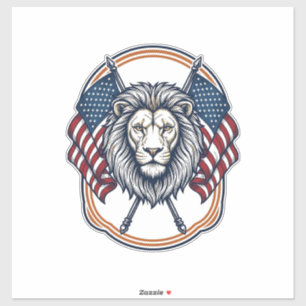 Sticker Lion patriotique avec drapeaux américains vintage