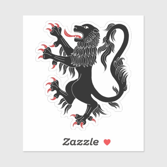 Sticker Lion Rampant Sable (Feuille)