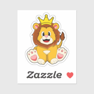 Sticker Lion roi avec couronne
