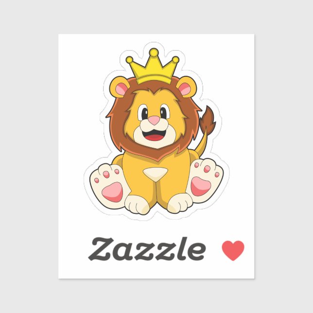 Sticker Lion roi avec couronne (Feuille)