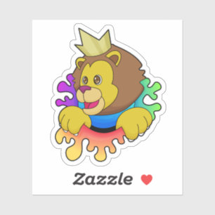 Sticker Lion roi avec couronne
