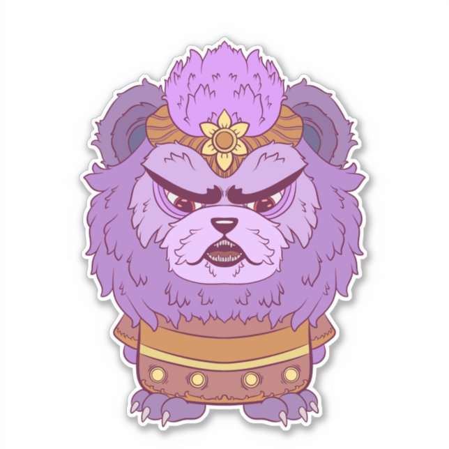 Sticker Lion Violet Grincheux (Devant)