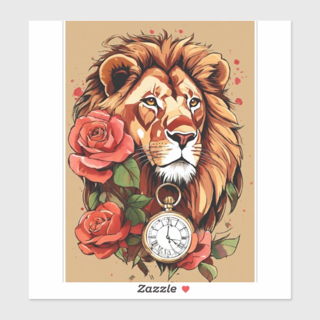 Sticker Lioness Rose (Feuille)