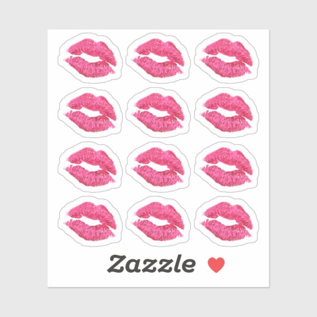 Sticker Lipstick Distributeur Glam Pink Kiss Lips Planner (Feuille)