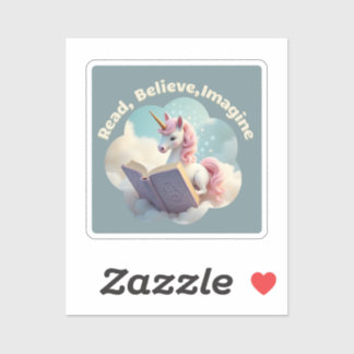 Sticker Lire, Croyez, Imagine - Baguette Unicorne