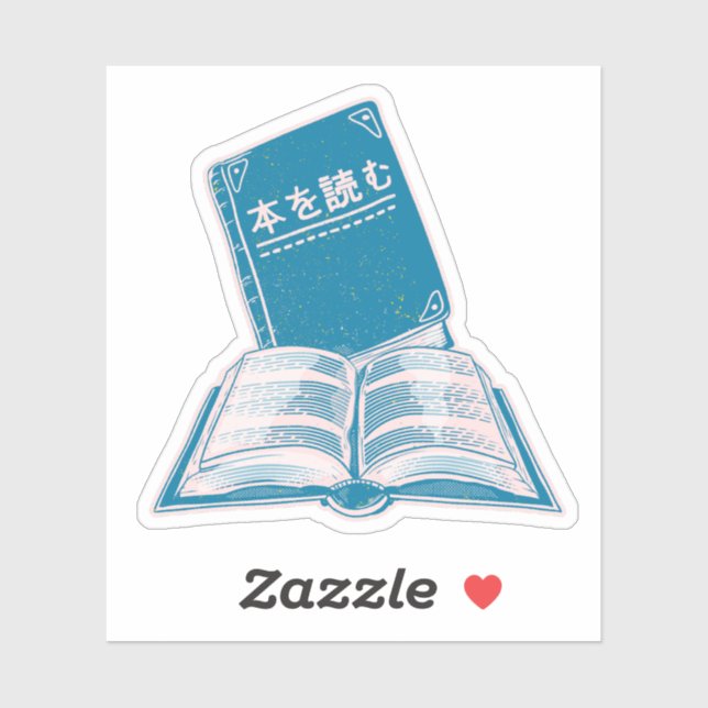 Sticker Lire un livre kanji texte japonais (Feuille)