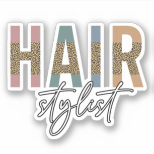 Sticker Liste de cheveux Cheetah Typographie Coiffeur Cade