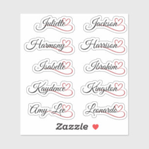 Sticker Liste de Invités Personnalisée 10 Noms Calligraphi