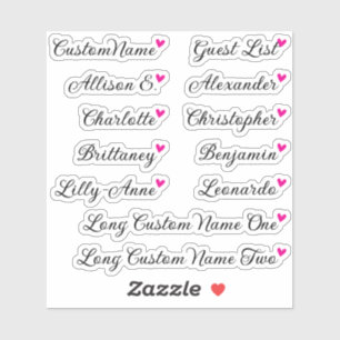 Sticker Liste de invités personnalisée 12 Noms Calligraphi