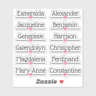 Sticker Liste de Invités Personnalisée 12 Noms Rose Ligne 