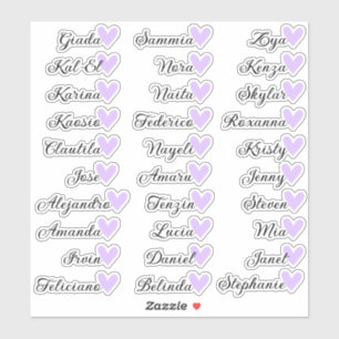 Sticker Liste de invités personnalisée 30 Noms Calligraphi