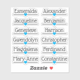 Sticker Liste de Personnalités Invitées 12 Noms Ligne Cœur