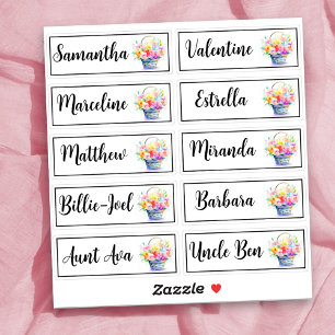 Sticker Liste d'invités personnalisée 10 noms Bouquet de c