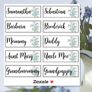 Sticker Liste d'invités personnalisée 10 noms Fleurs de my
