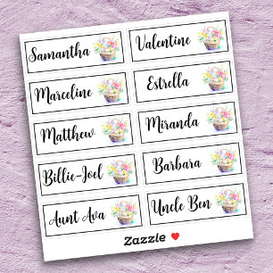 Sticker Liste d'invités personnalisée 10 noms Panier de bo