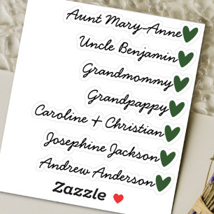 Sticker Liste d'invités personnalisée 7 Noms Calligraphie