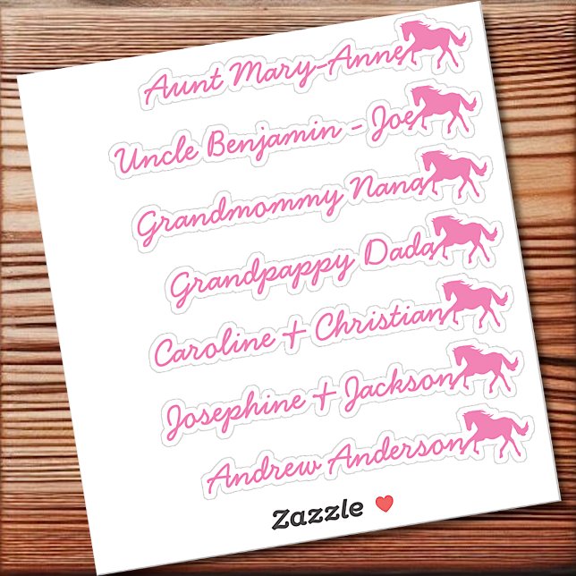 Sticker Liste d'invités personnalisée calligraphiée Cheval (Créateur téléchargé)
