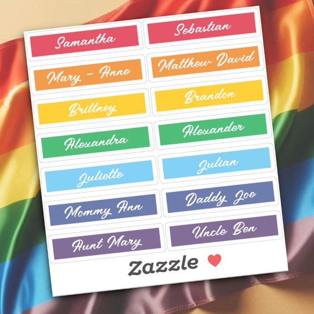 Sticker Liste d'invités personnalisée Noms Rainbow Handlet (Créateur téléchargé)