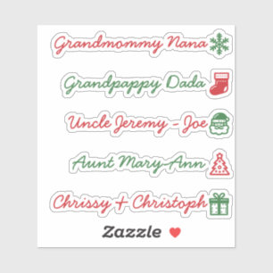 Sticker Liste d'invités Symboles de Noël mignons Rouge et