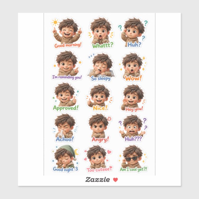 Sticker Little Moodster – Pack d'autocollants de garçon ch (Feuille)