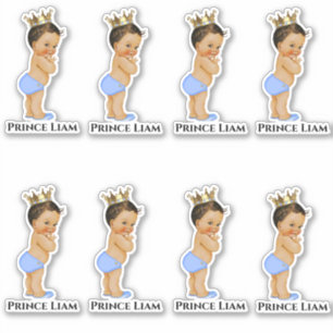 Sticker Little Prince Baby Boy Blue Gold Crown