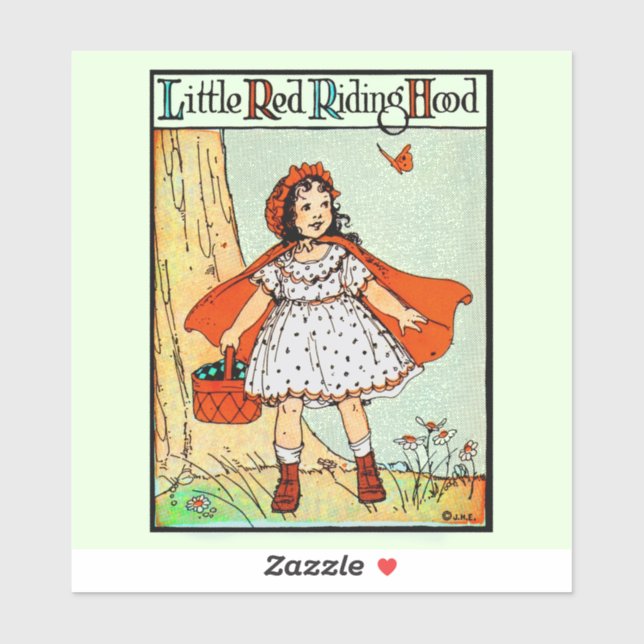 Sticker Little Red Riding Hood Vintage Cute (Feuille)