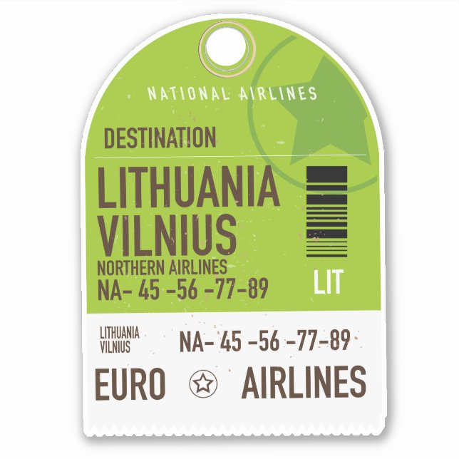 Sticker Lituanie Vilnius billet de voyage (Devant)