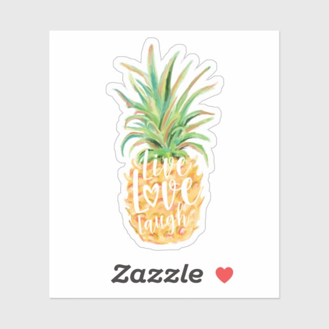 Sticker Live Love Laugh Aquarelle Ananas Fruit (Feuille)
