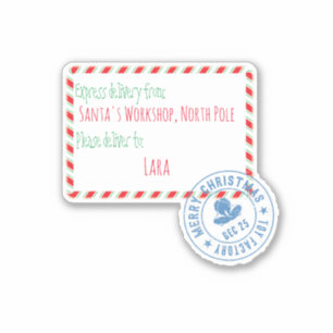 Sticker Livraison de l'atelier père Noël personnalisée