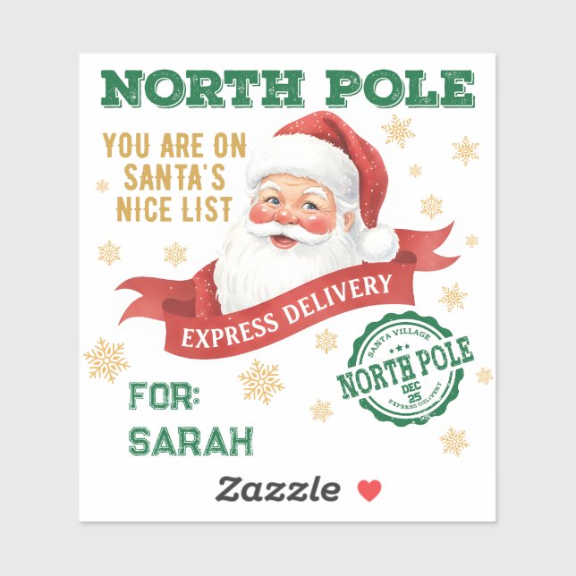 Sticker Livraison Pôle Nord Express Santa Noël (Feuille)