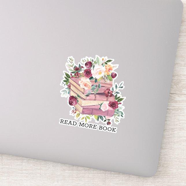 Sticker Livre aquarelle et citation de lecture de fleur de (Détail)