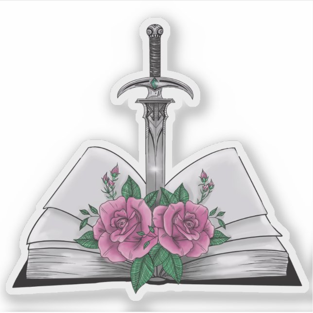 Sticker Livre avec épée et roses (Devant)