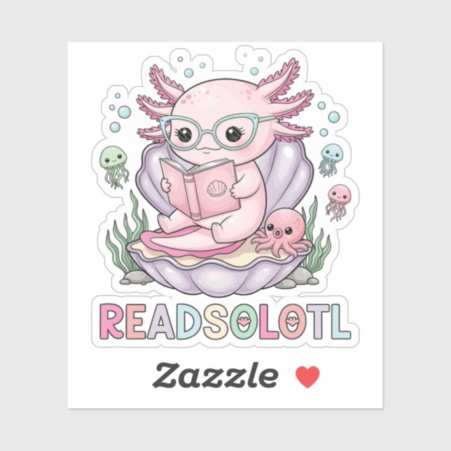 Sticker Livre de lecture Nerdy Axolotl (Feuille)