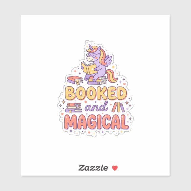Sticker Livre de licorne et impression magique prête Fond  (Feuille)