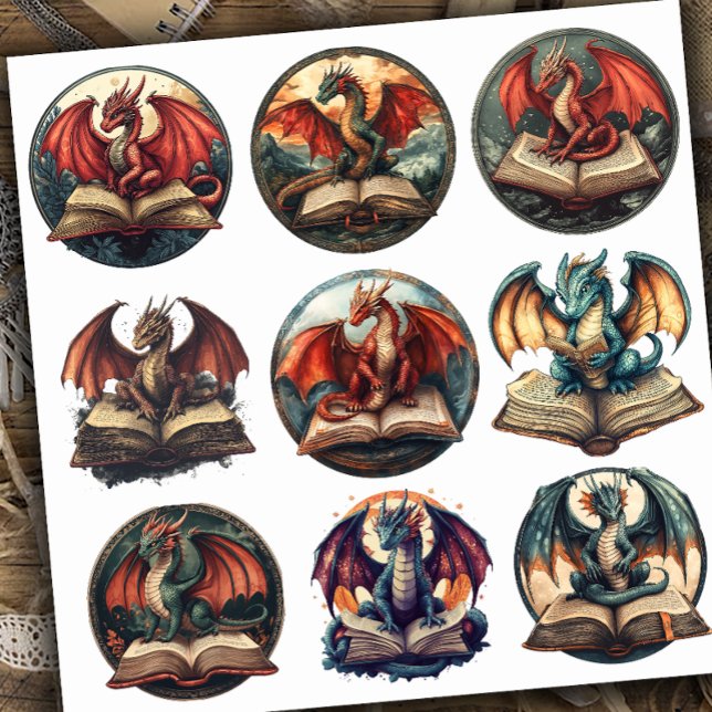 Sticker Livre d'Imaginaire Dragon (Créateur téléchargé)