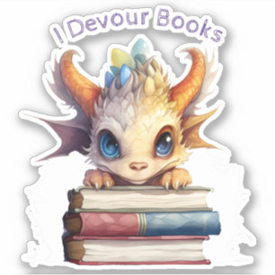 Sticker *~* Livre mignon Lecture Bébé Dragon AP88 I DEVOUR