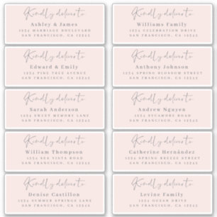 Sticker Livrer à Chic Script rose Mariage adresse du clien