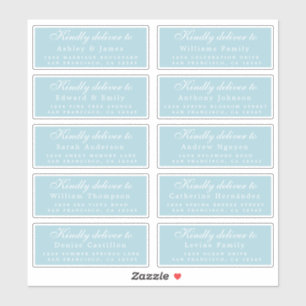 Sticker Livrer au script Mariage de l'adresse invité bleu