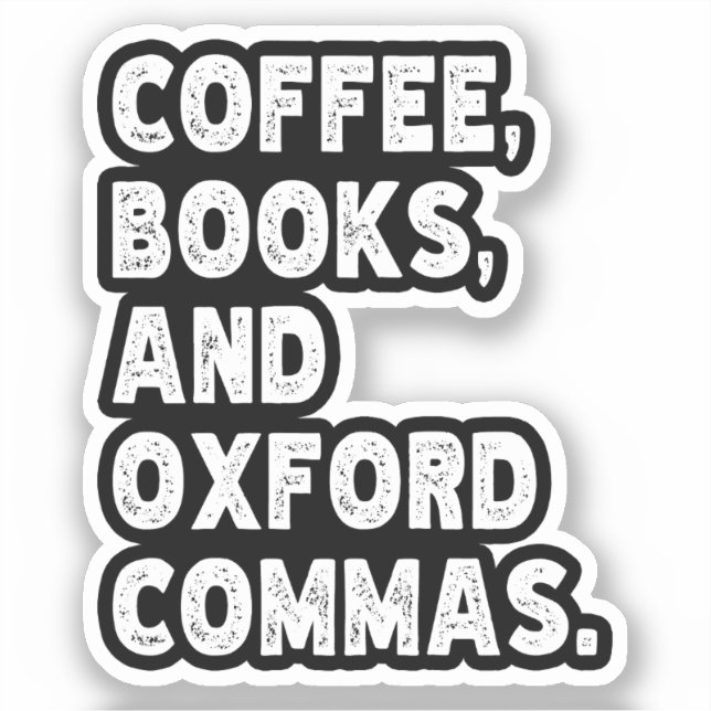 Sticker Livres À Café Et Oxford Commas Cool Enseignant Drô (Recto)