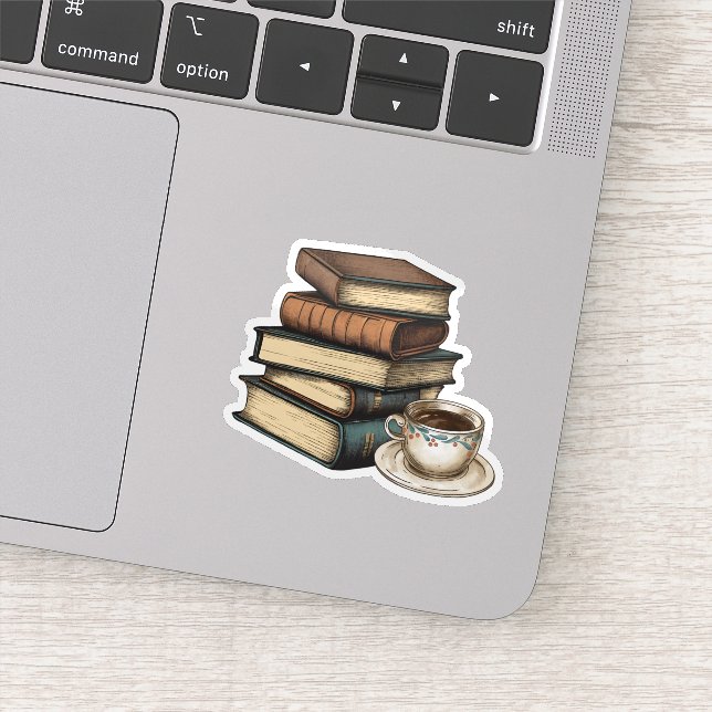Sticker Livres Anciens et Café Étanche  (Détail)