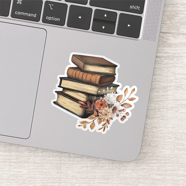 Sticker Livres Anciens et Fleurs Étanche (Détail)